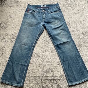 Armani exchange Button fly straight Jeans distressed in GUC 100% cotton size 33